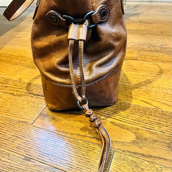 Frye Melissa Carryall Cognac Brown Leather Tote Bag - Picture 5 of 11